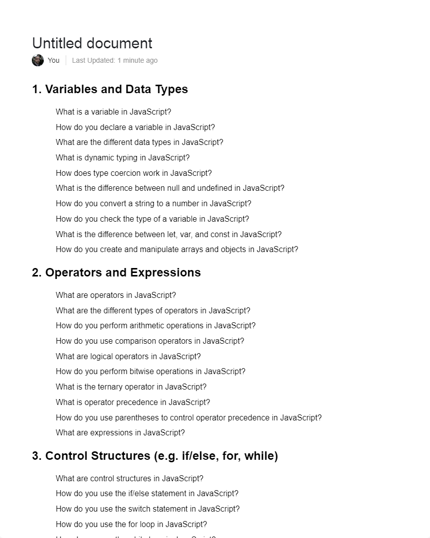 ChatGPT Prompts for learning JavaScript | AI Powered Online Docs