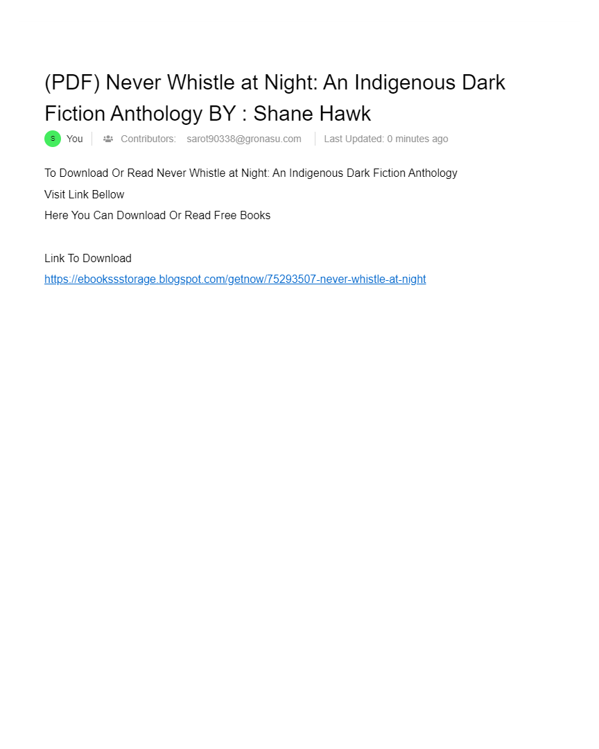 (PDF) Never Whistle at Night An Indigenous Dark Fiction Anthology BY