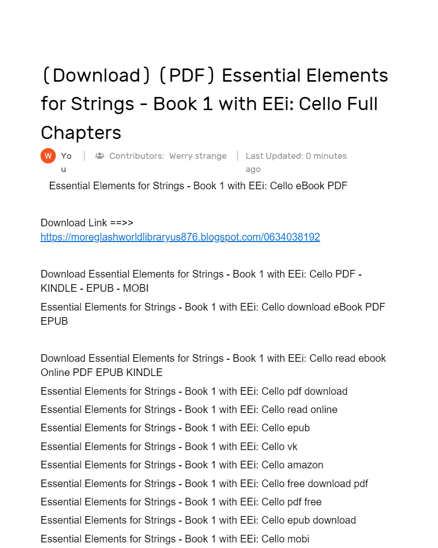 (Download) (PDF) Essential Elements for Strings Book 1 with EEi