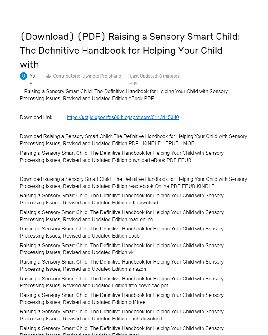 (Download) (PDF) Raising a Sensory Smart Child The Definitive Handbook