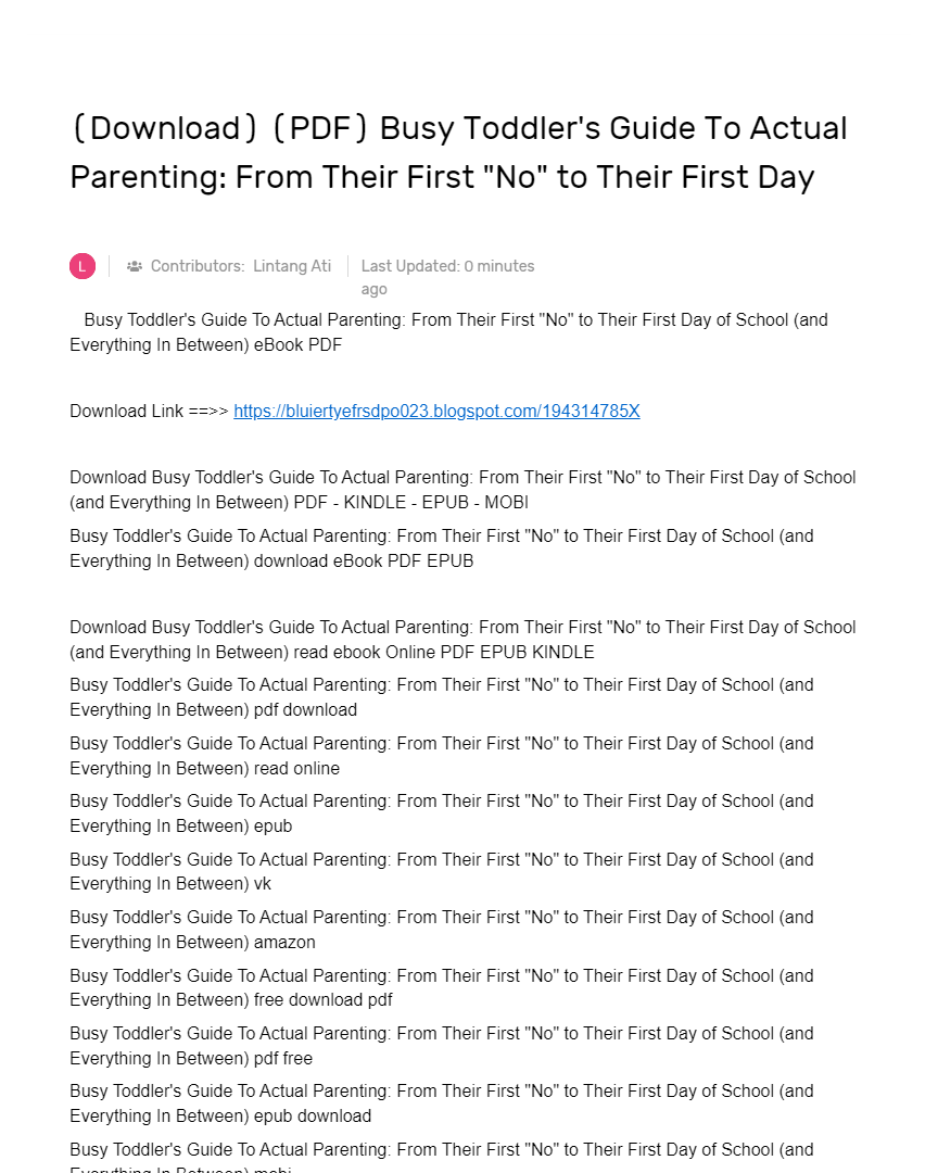 (Download) (PDF) Busy Toddler's Guide To Actual Parenting From Their