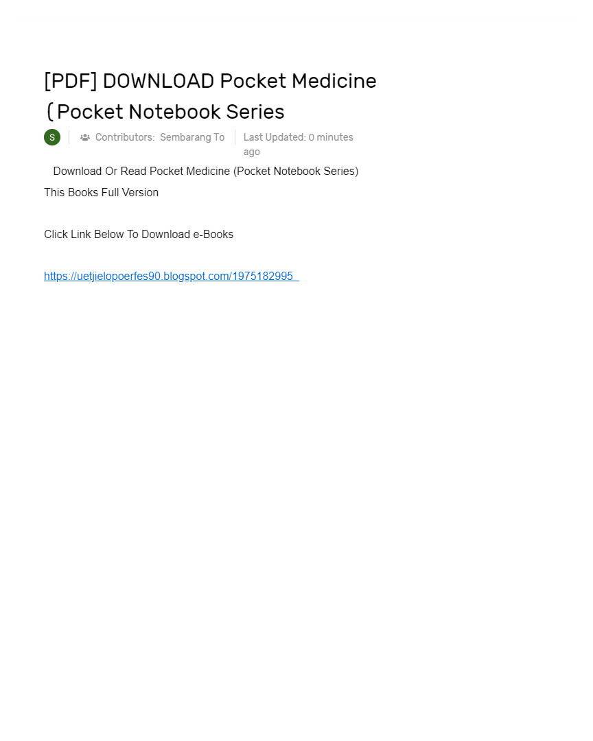 [PDF] DOWNLOAD Pocket Medicine (Pocket Notebook Series AI Powered