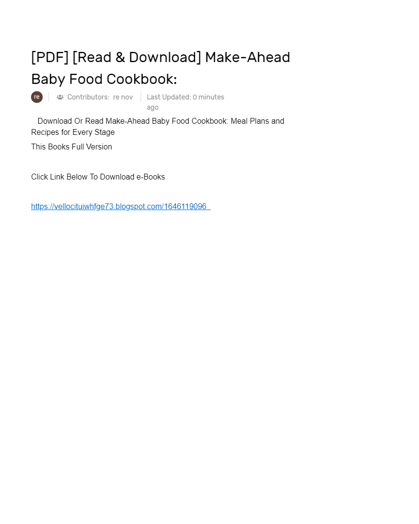 [PDF] [Read & Download] MakeAhead Baby Food Cookbook AI Powered