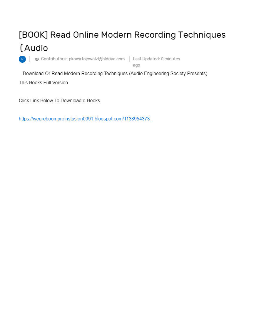 [BOOK] Read Online Modern Recording Techniques (Audio AI Powered
