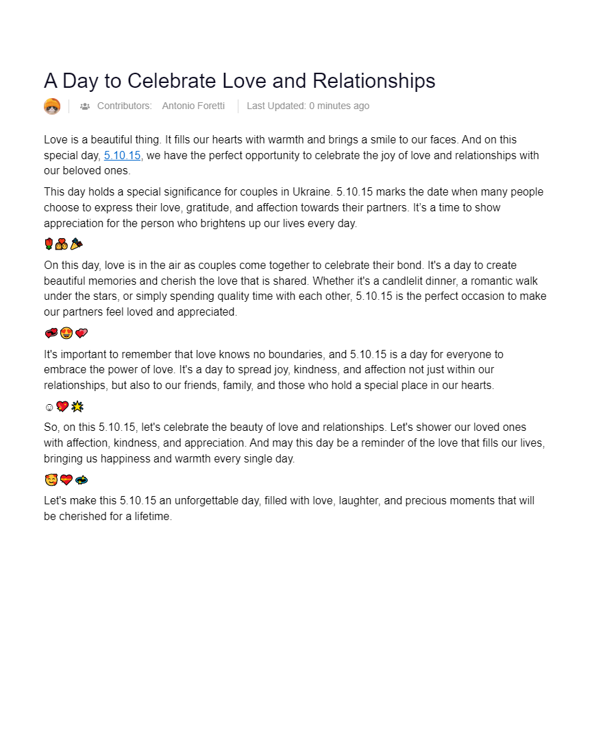 A Day to Celebrate Love and Relationships AI Powered Online Docs