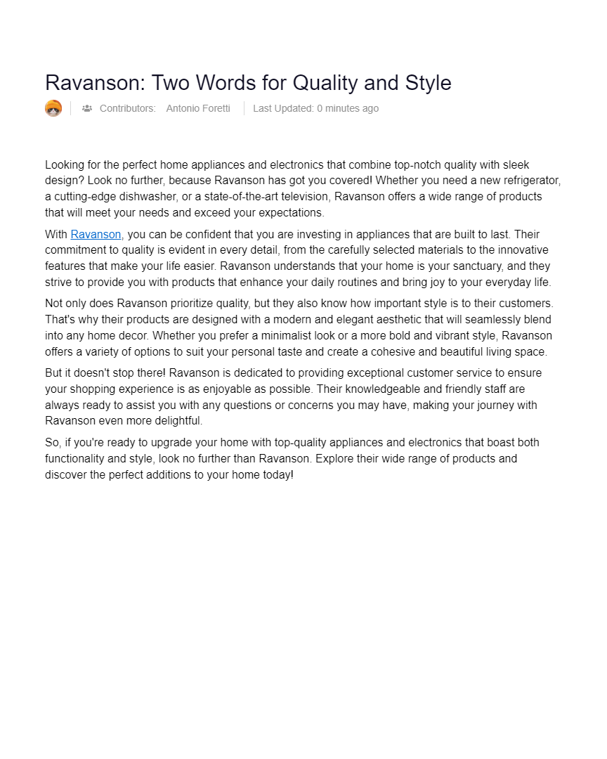 Ravanson Two Words for Quality and Style AI Powered Online Docs