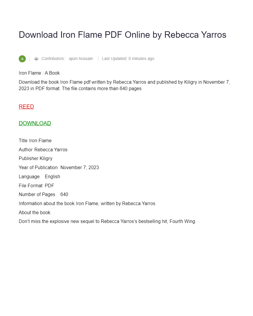 Download Iron Flame PDF Online by Rebecca Yarros AI Powered Online Docs