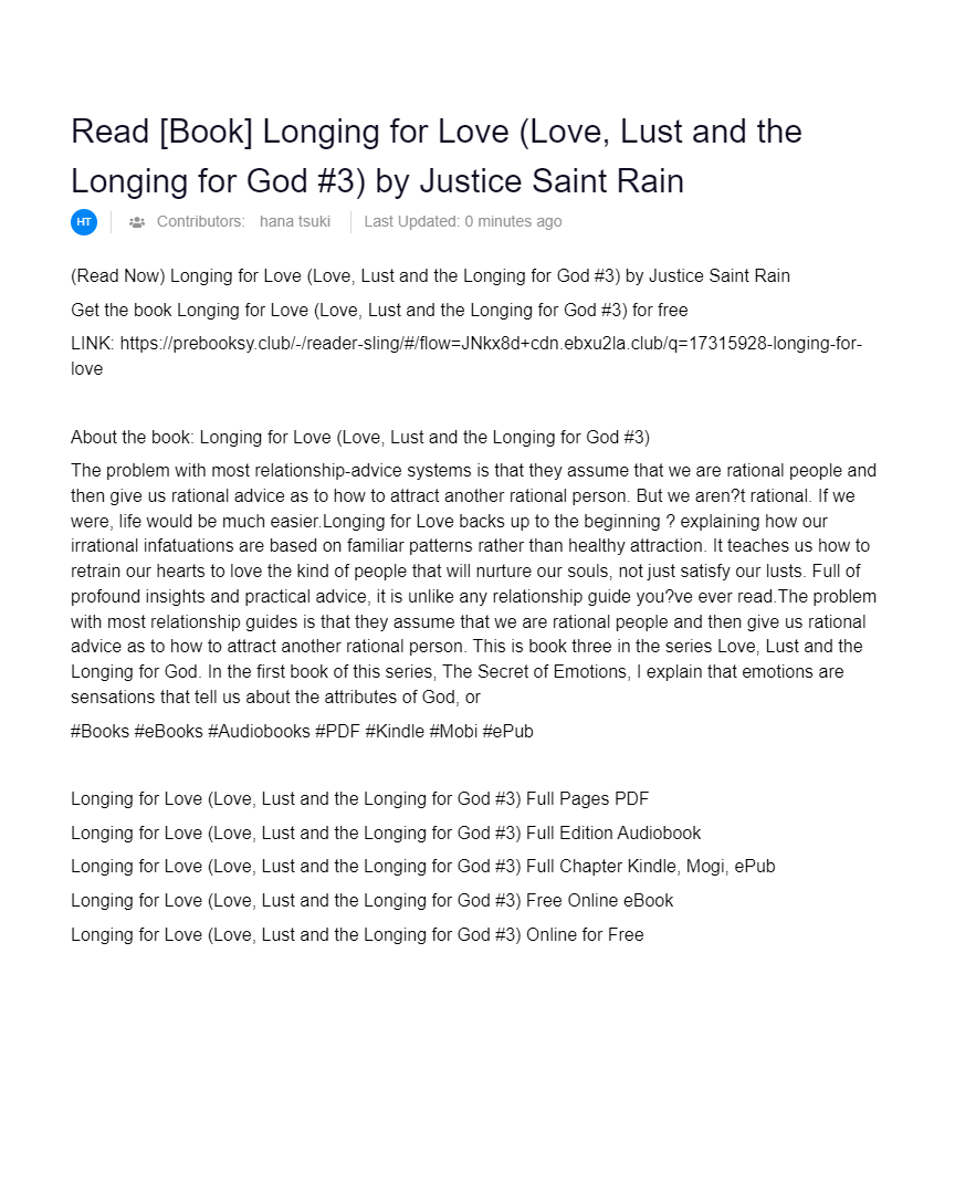 Read [Book] Longing for Love (Love, Lust and the Longing for God 3) by