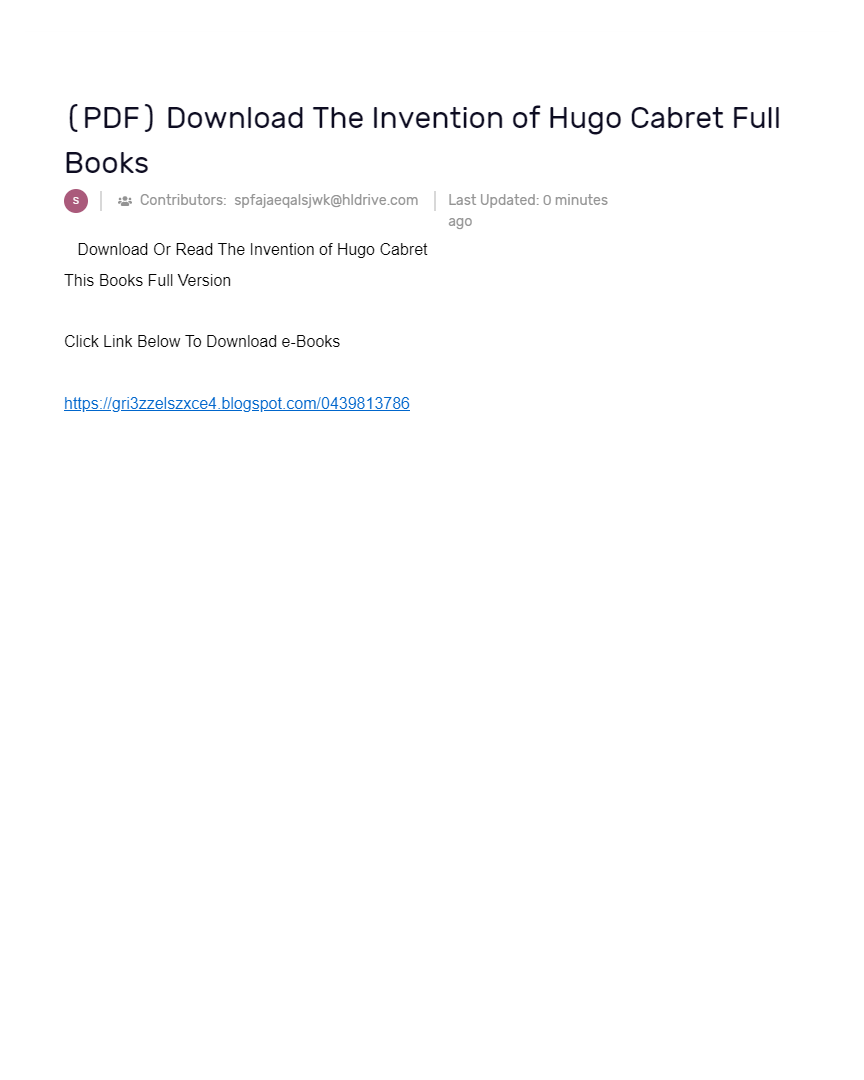 (PDF) Download The Invention of Hugo Cabret Full Books AI Powered