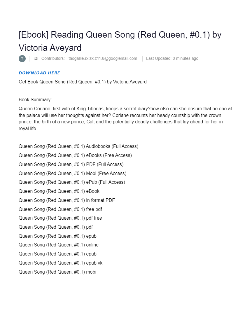 [Ebook] Reading Queen Song (Red Queen, 0.1) by Victoria Aveyard AI Powered Online Docs