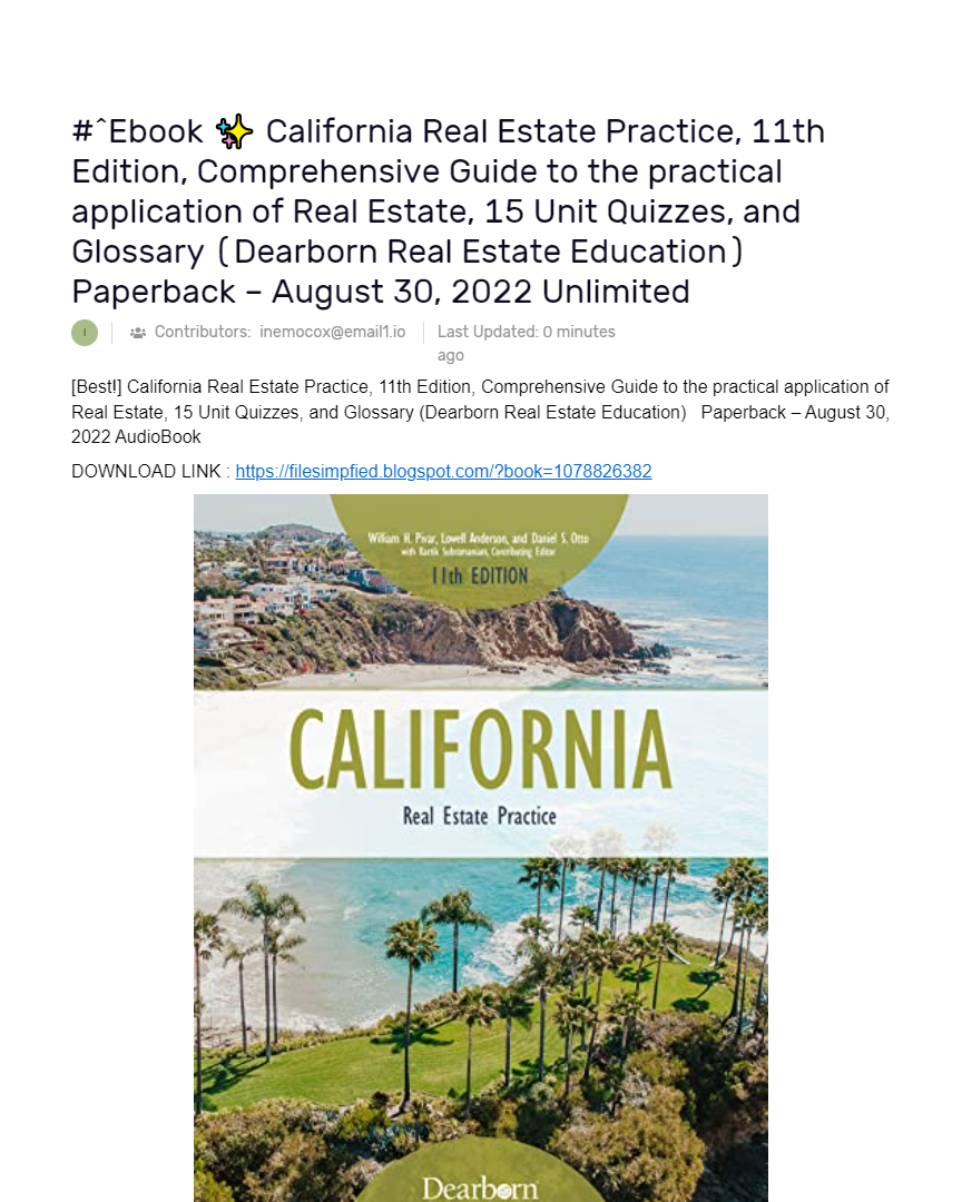 ^Ebook California Real Estate Practice, 11th Edition, Comprehensive