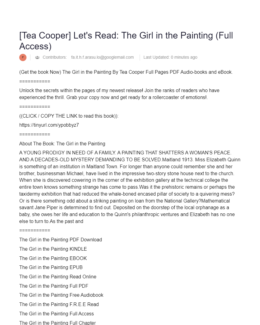 [Tea Cooper] Let's Read The Girl in the Painting (Full Access) AI